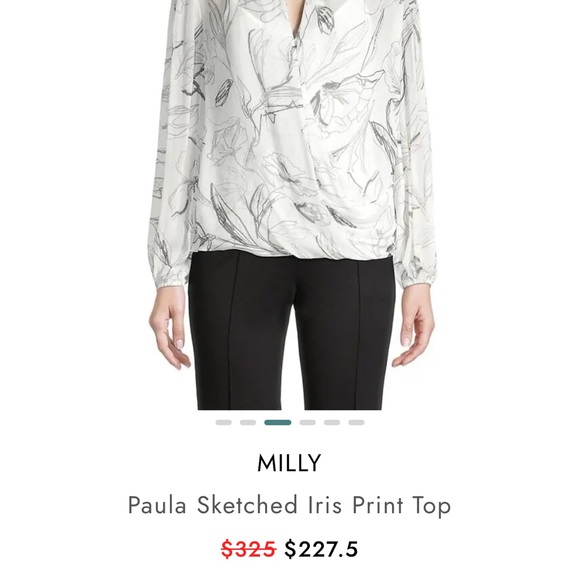 MILLY NEW BLOUSE paula stretched iris print top blouse - Picture 3 of 4